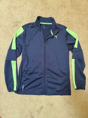 Puma Navy Blue Jacket with Neon Green Accents